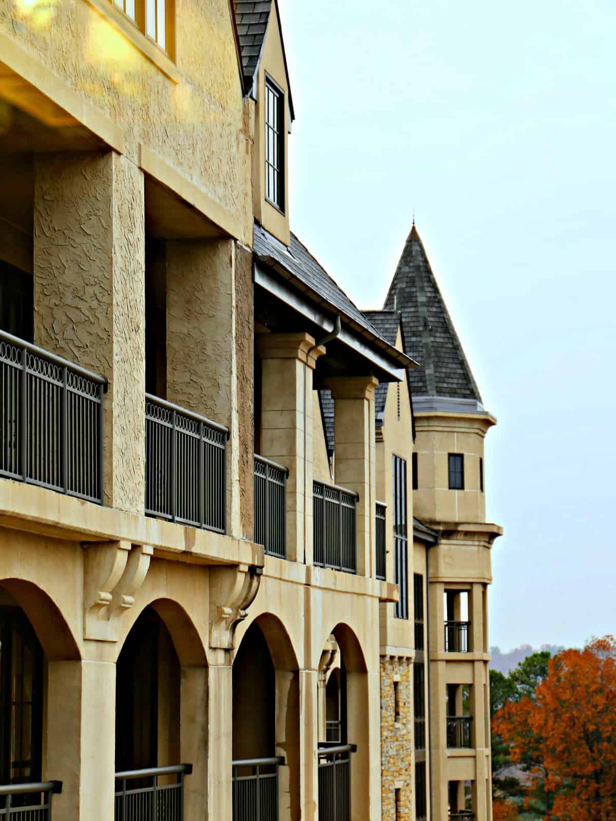 Large hotel building that looks like a castle.
