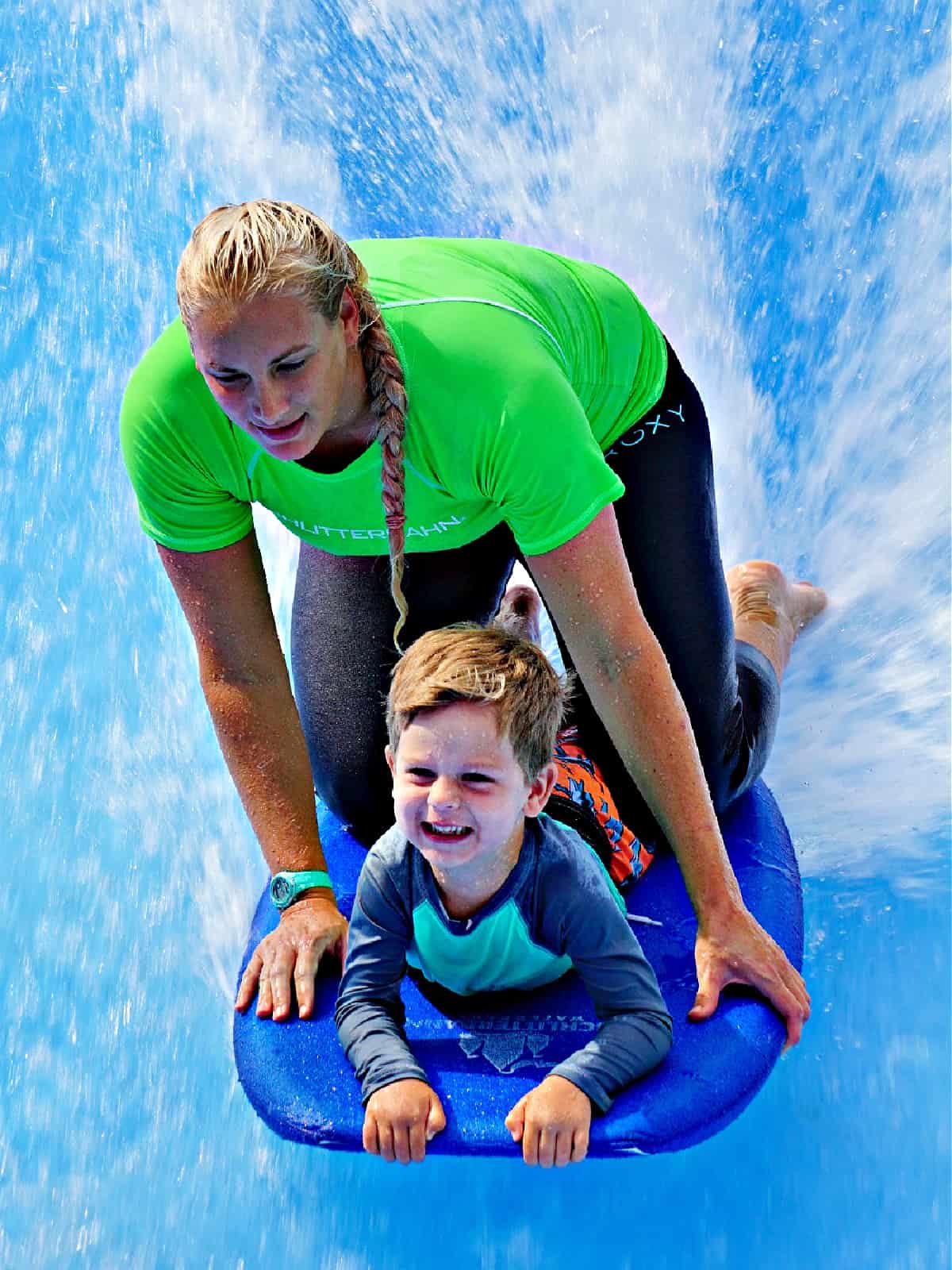 Schlitterbahn - The World's Best Water Park Lady and child on boogie board.