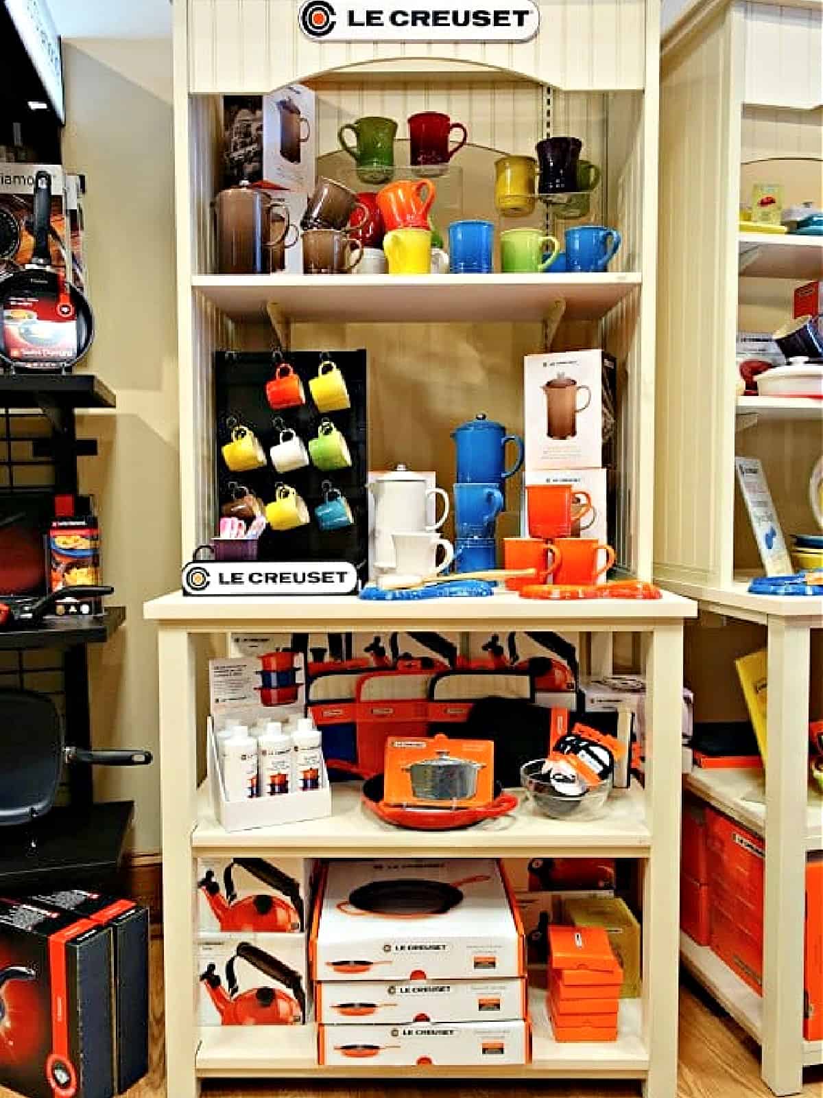 Le Creuset display.