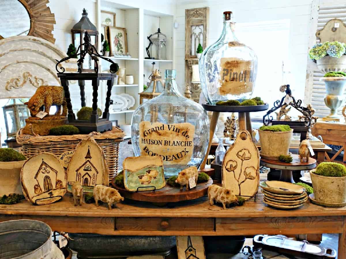Items for sale on a table.