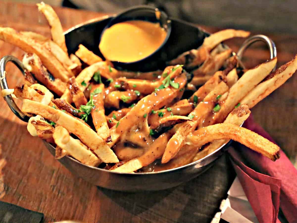 Yard Poutine topped with gravy and cheese at The Yard in Market Square.