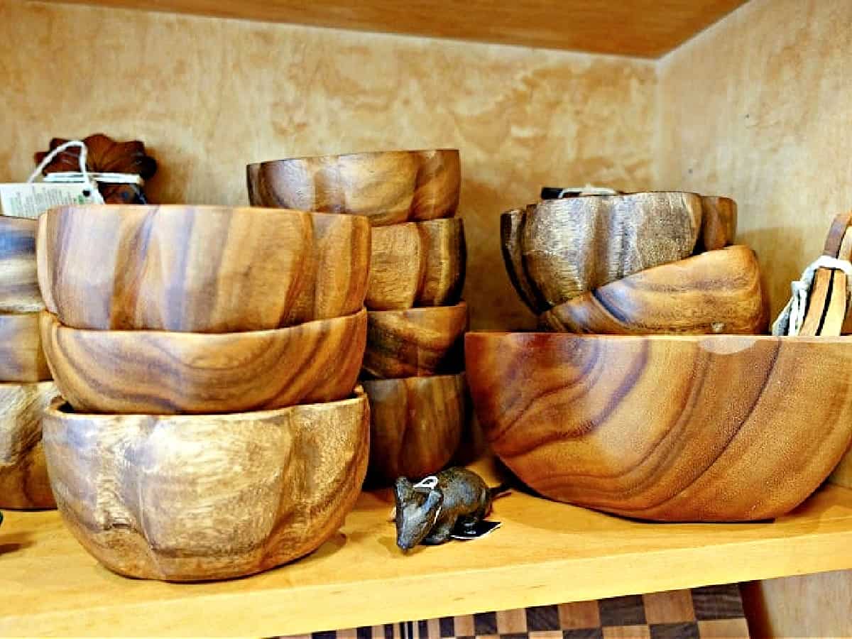 Wooden bowls nestled together.
