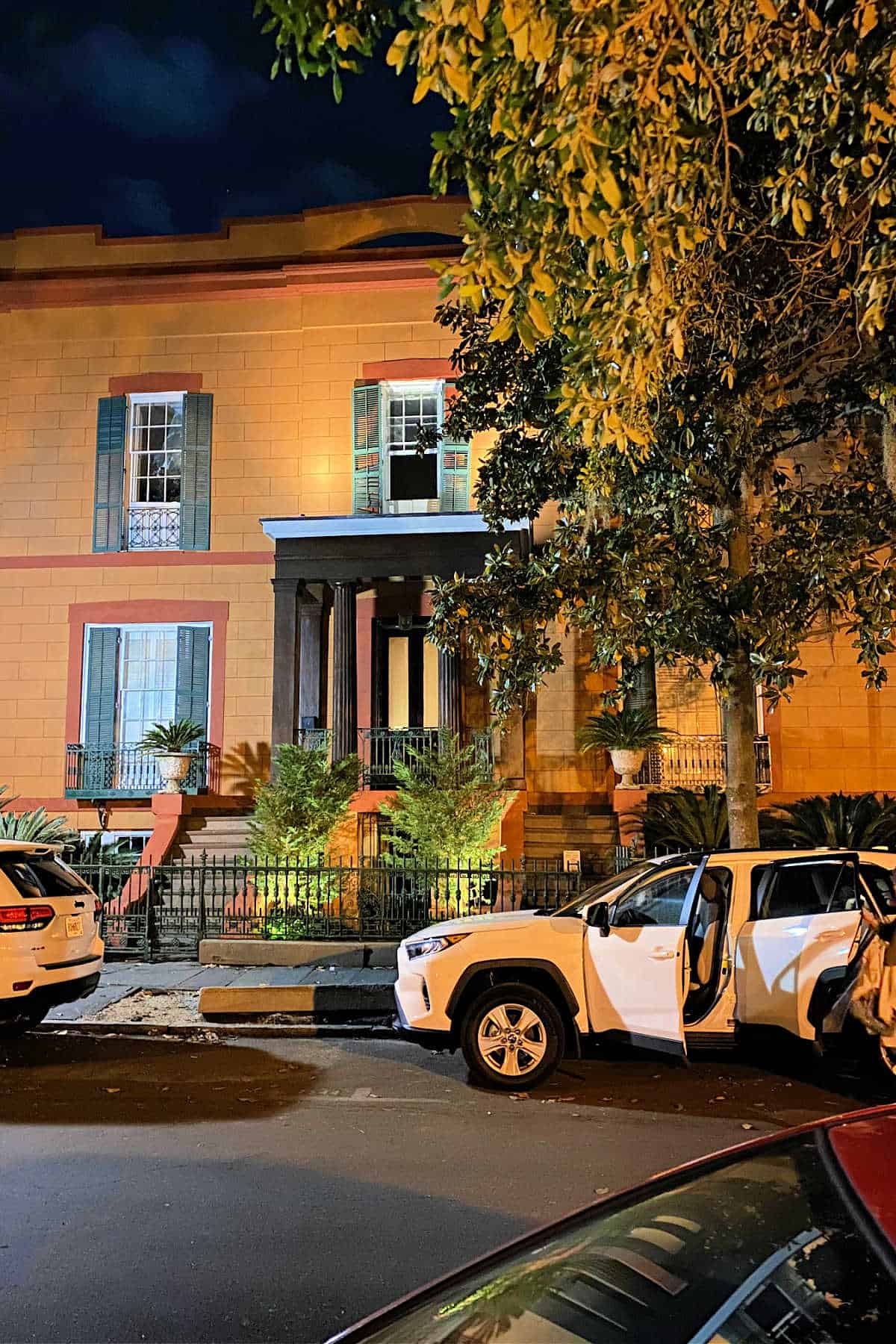 Front view of the Sorrel-Weed House, one of Savannah’s most famous historic homes.