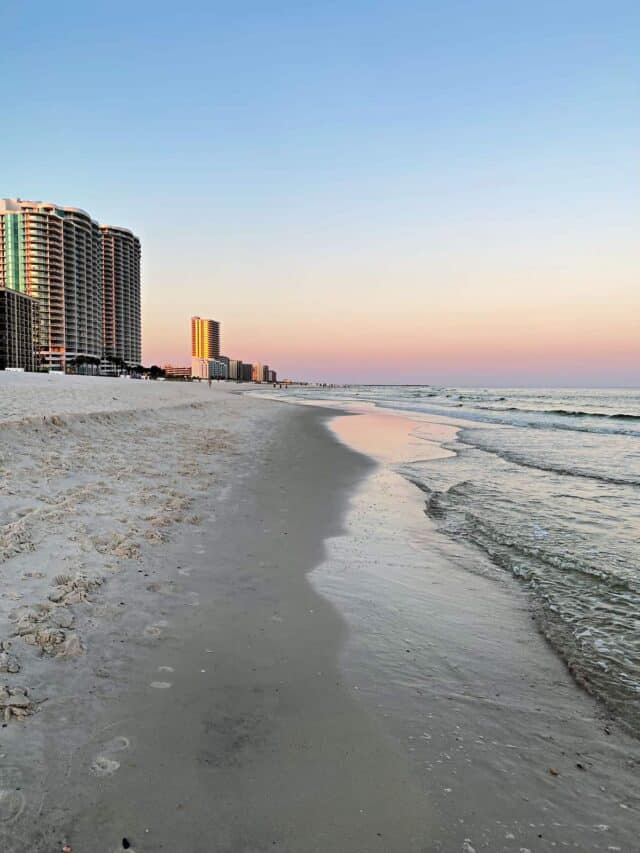 Condos and the sunrise at Orange Beach.