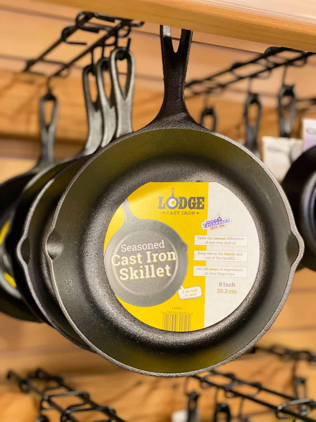 Classic seasoned cast iron skillet.
