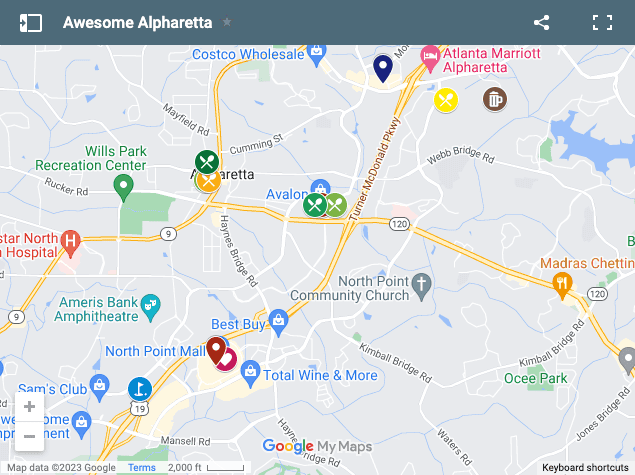 Map of Alpharetta, Georgia.