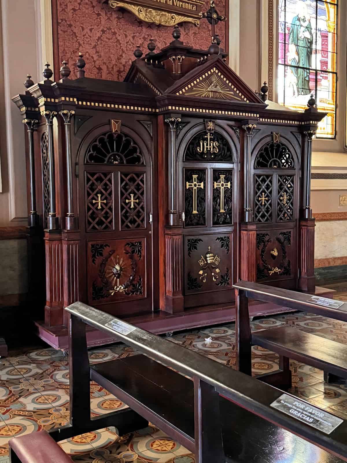Confessional inside of a church.