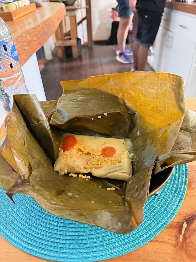 An unwrapped tamale.
