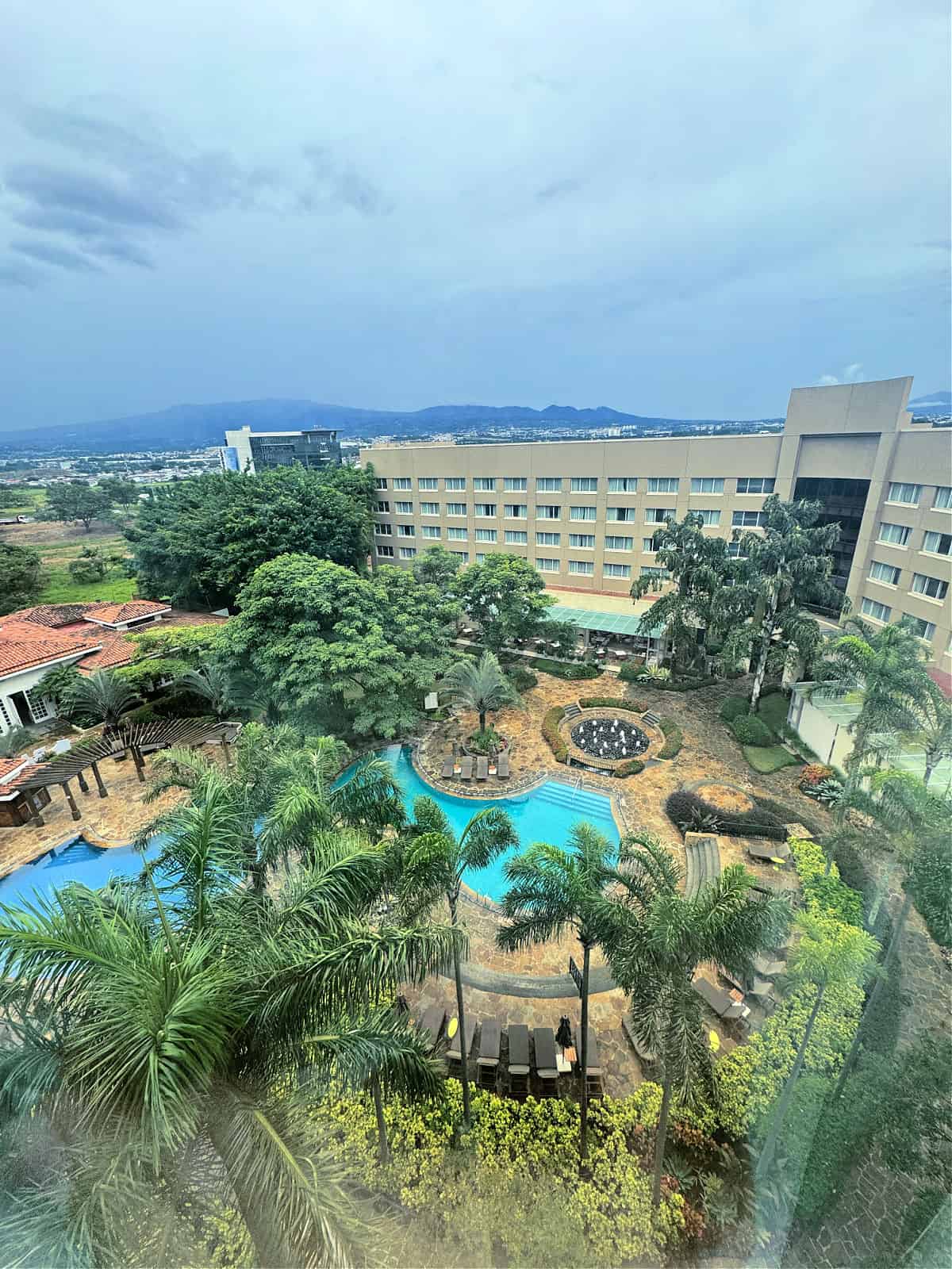 View of the pool and courtyard at InterContinental Costa Rica from hotel room 674.