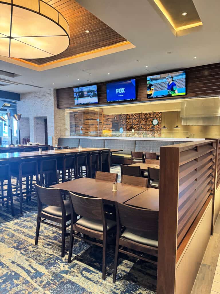 Hotel buffet and dining area.