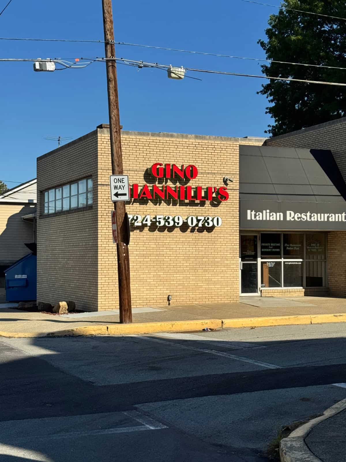 Front entrance of Gino Gianelli’s Italian Restaurant, a Latrobe favorite.