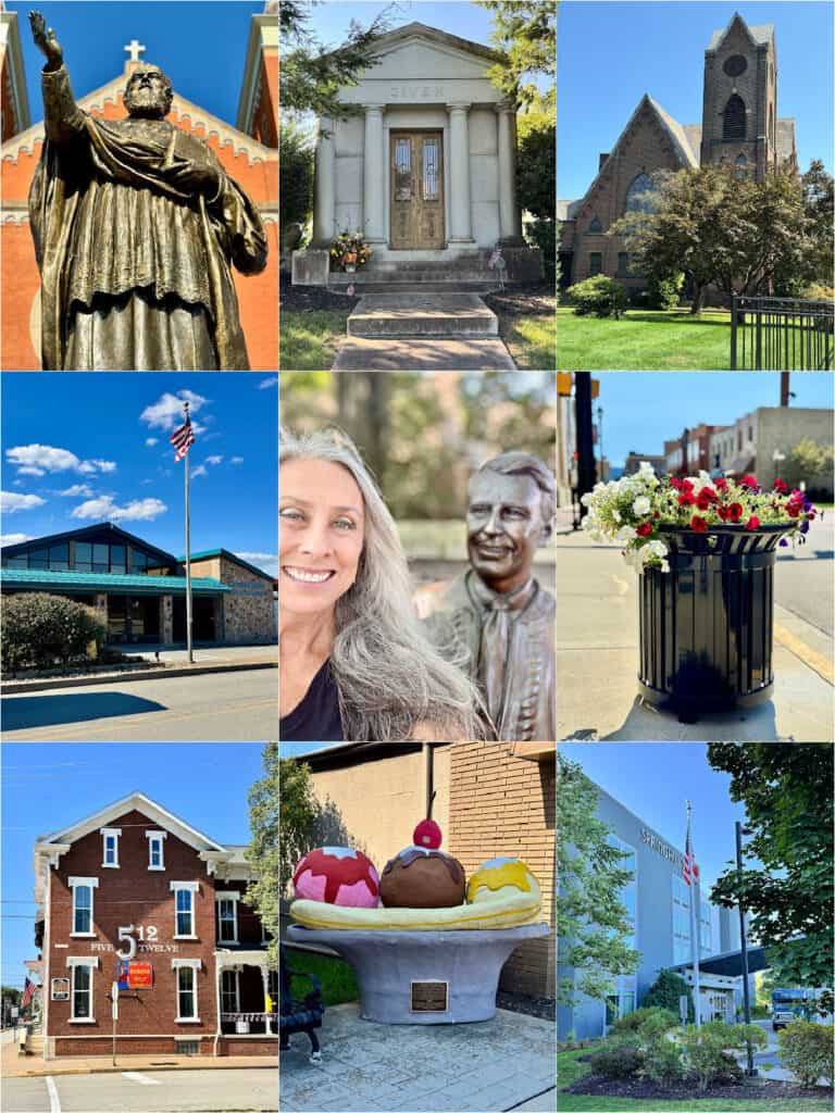 Collage showcasing popular sights and landmarks in Latrobe, Pennsylvania.