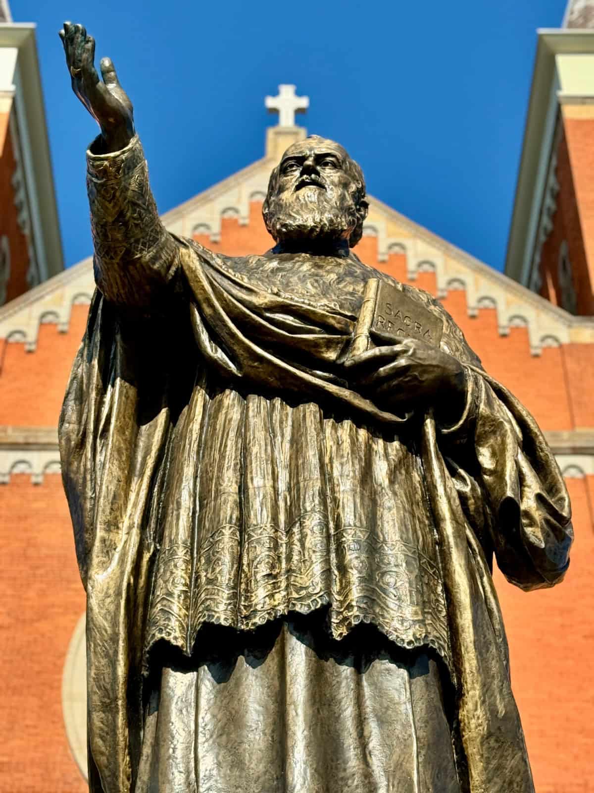 Outdoor statue of Saint Vincent on the campus of Saint Vincent College in Latrobe.