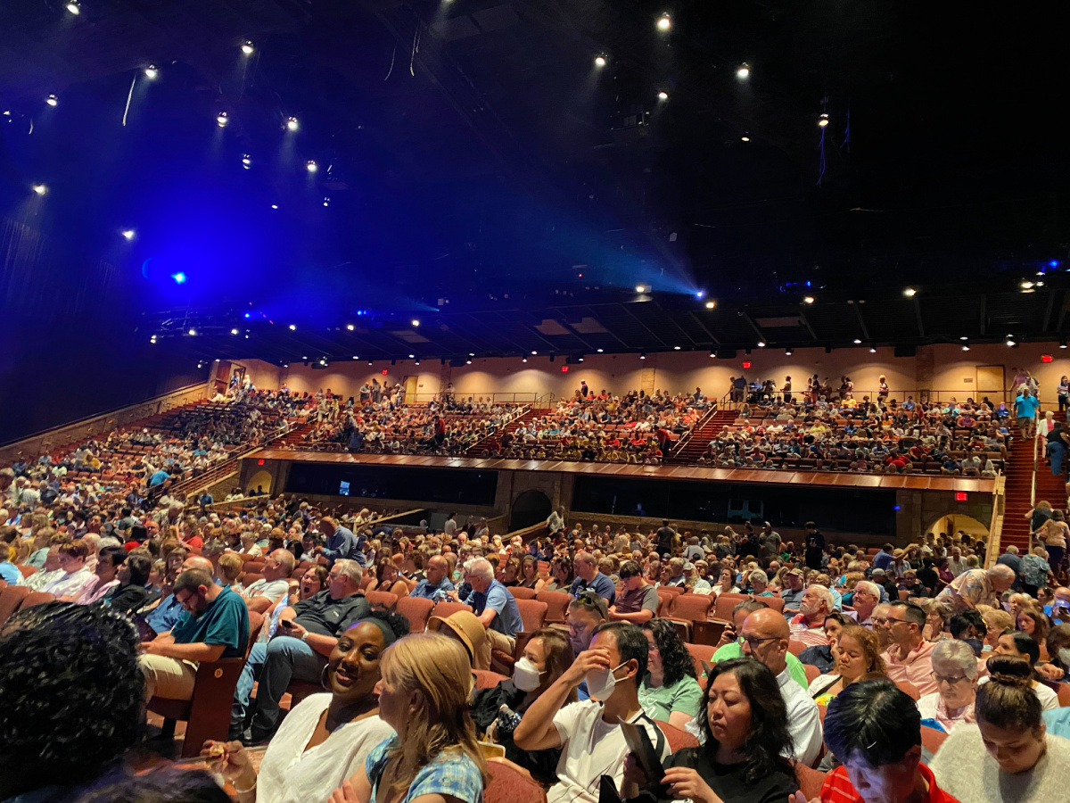 Audience seated inside the large Sight & Sound Theatre in Lancaster County, Pennsylvania