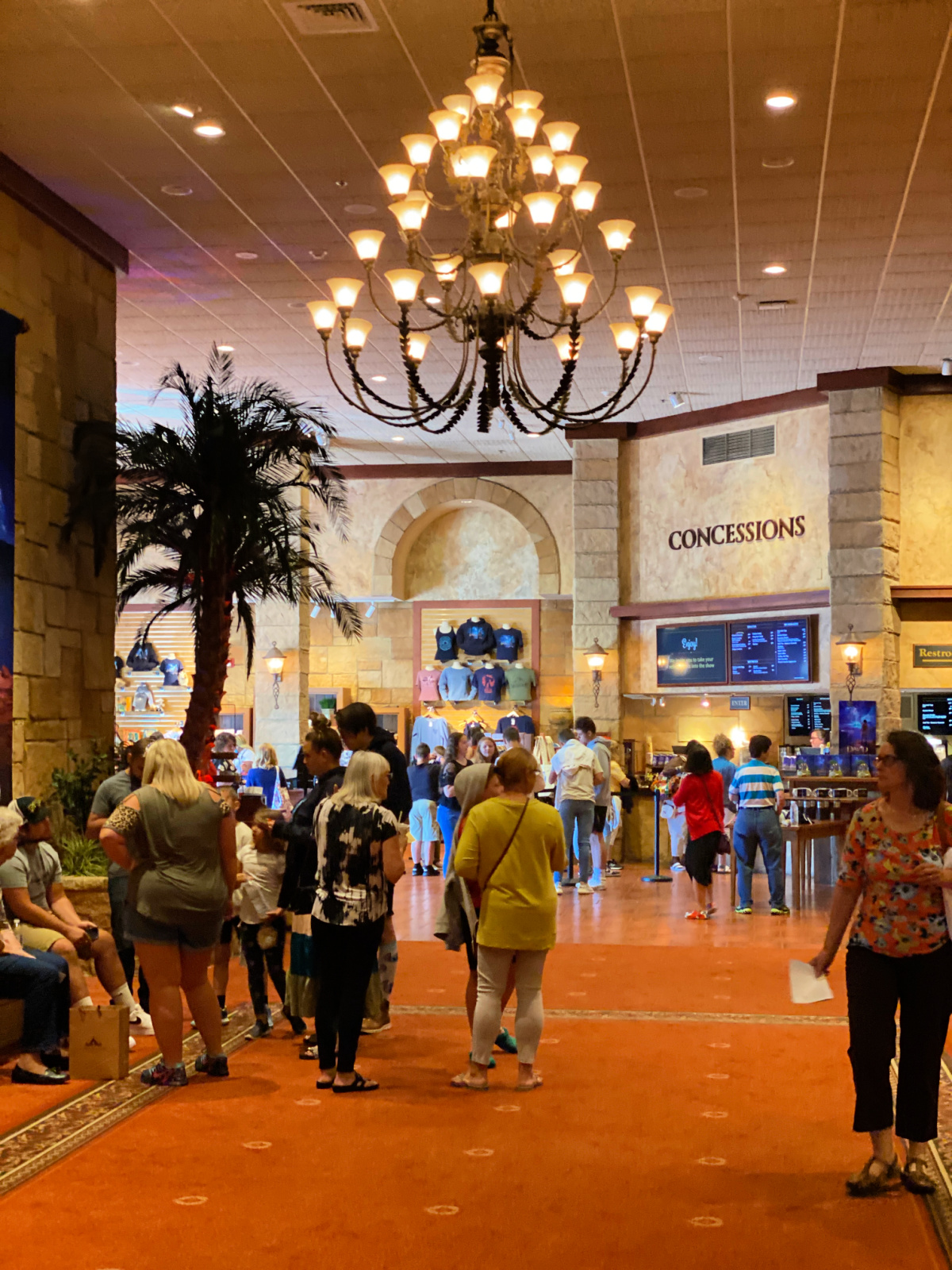 Lobby and concessions area inside Sight & Sound Theatre in Lancaster County, Pennsylvania.