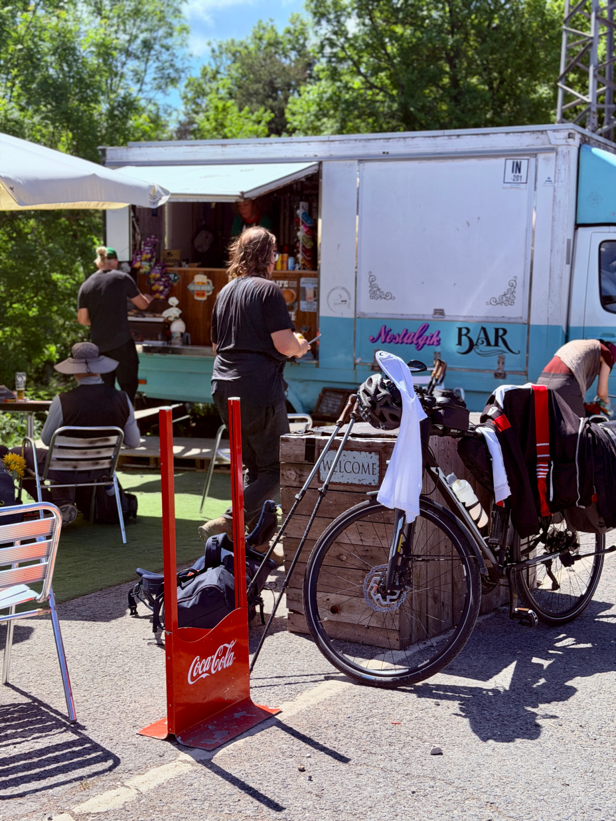 Nostalgik Food Truck serving pilgrims along the Camino near Zubiri.